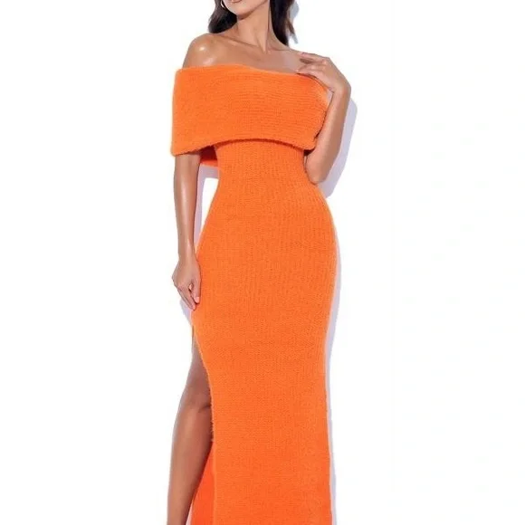 open lace back dress Rust Crush Sweater Dress Small